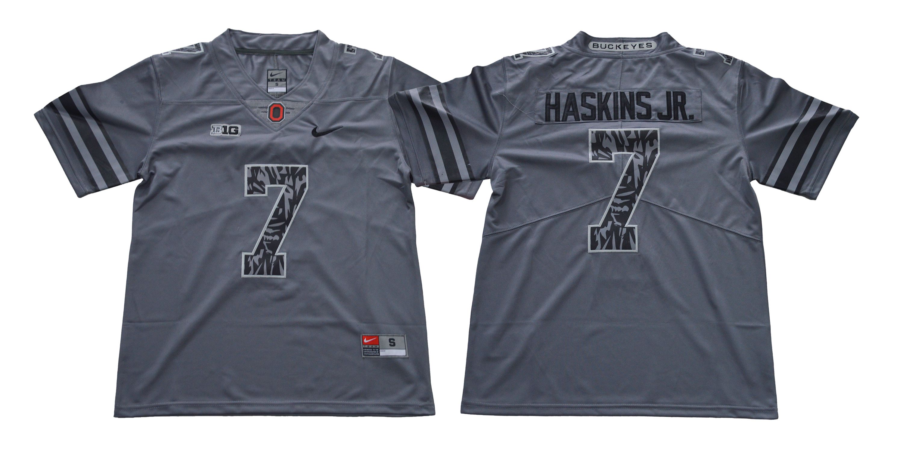 Men Ohio State Buckeyes 7 Haskins jr Grey Nike NCAA Jerseys